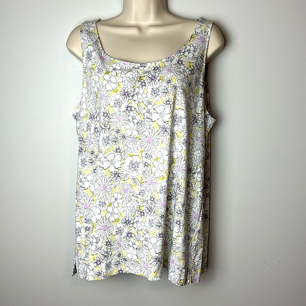 J Jill Floral Printed Scoop neck layering Tank Size L
